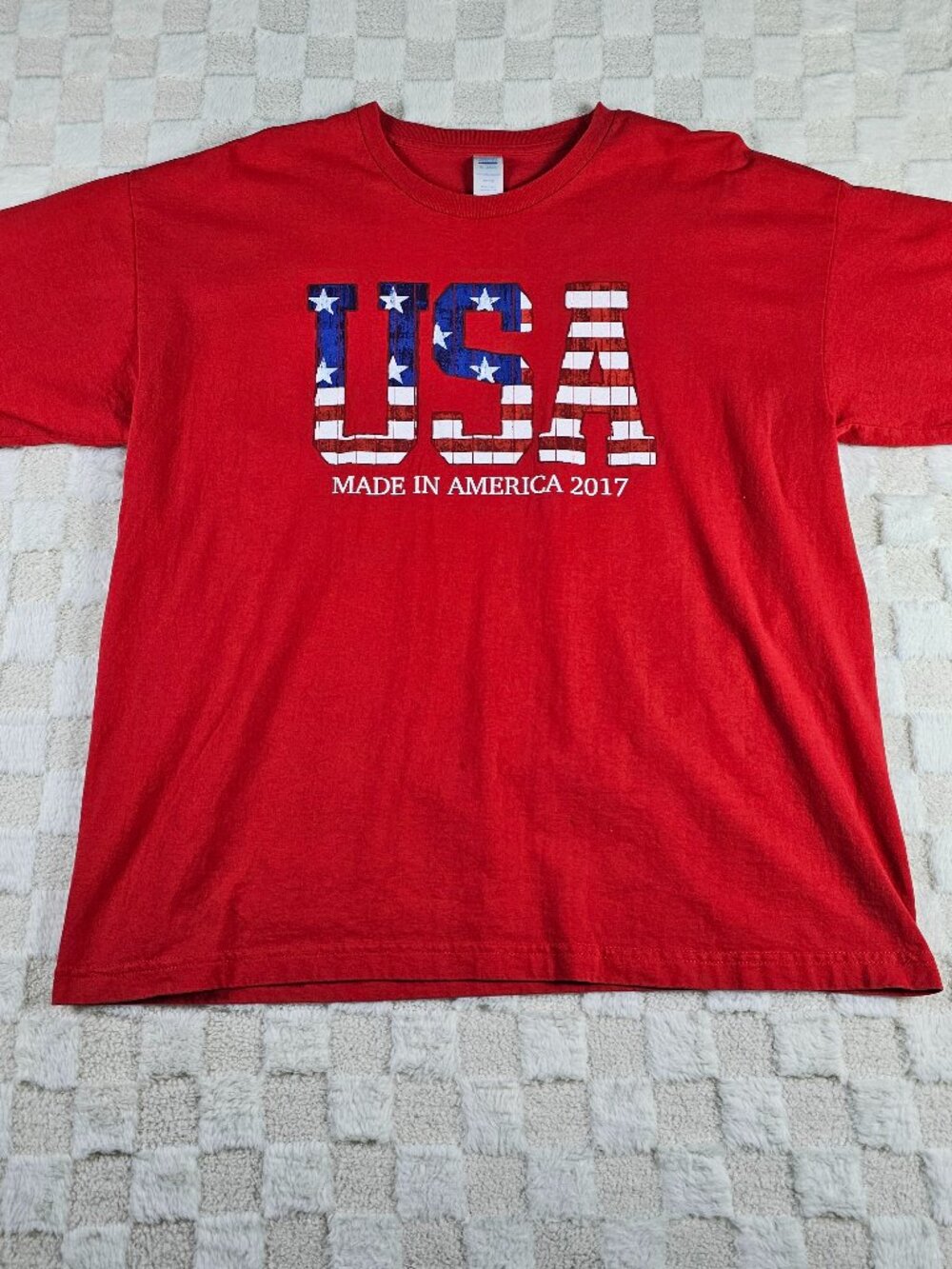 Made In USA Graphic T Shirt Mens XL Red Patriotic American Flag Cotton Tee 2017